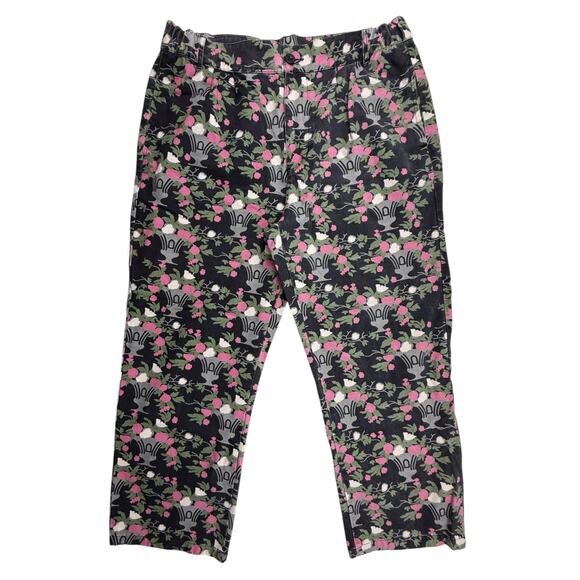 RARE Lazy Oaf Pants Twill Potted Plant Floral Graffiti All Over Print Jeans 38 - Picture 1 of 14